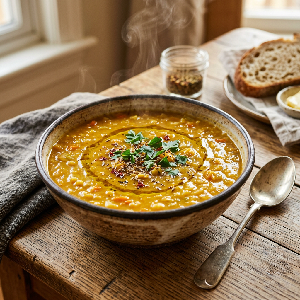 ✨ Nourishing Warmth: Golden Turmeric & Ginger Lentil Soup