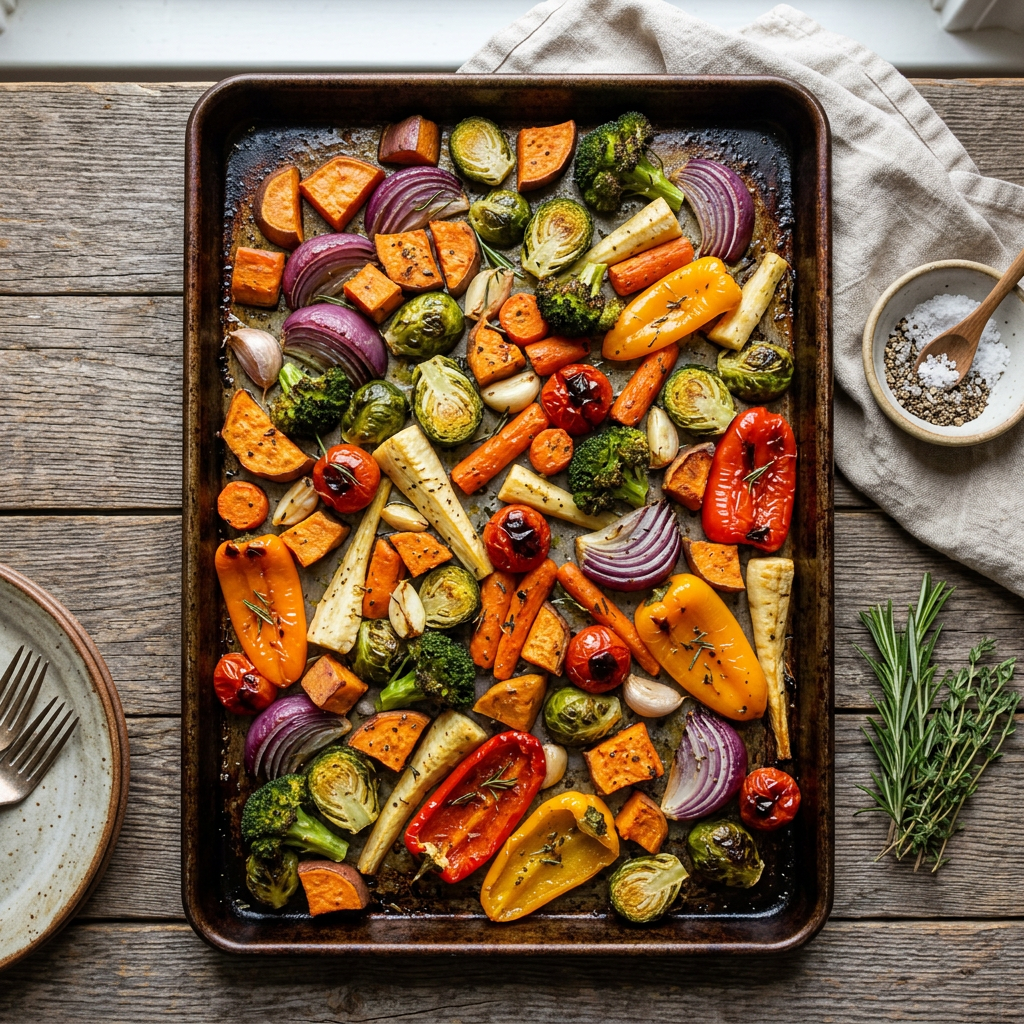 🌈 Colorful Plates: Rainbow Sheet Pan Veggies with Balsamic Glaze